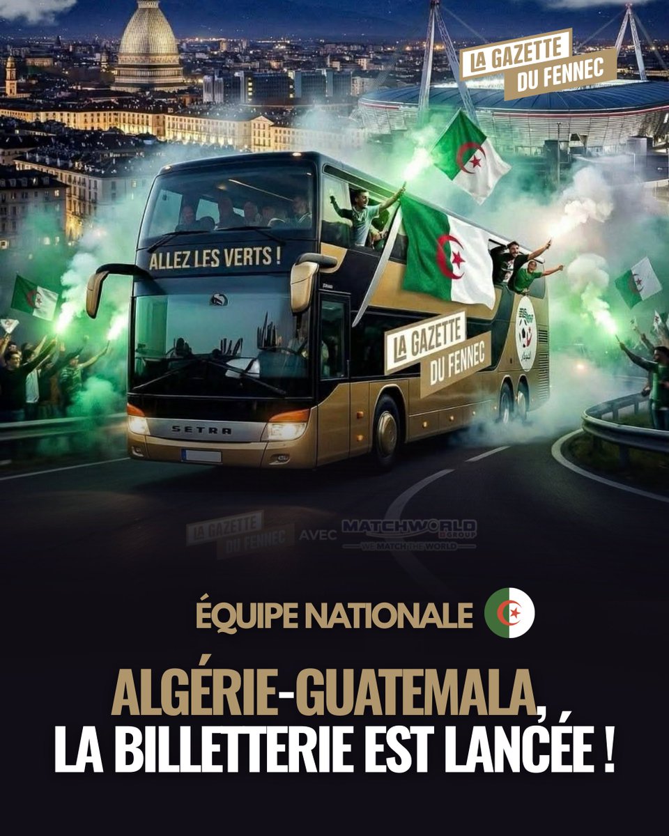 LGDFennec's tweet photo. 🎟️🦊Billetterie ouverte pour Algérie – Guatemala, avec un déplacement supporters depuis Paris et Lyon organisé par La Gazette du Fennec 🇩🇿⚽ https://t.co/W5U9ICO9QB