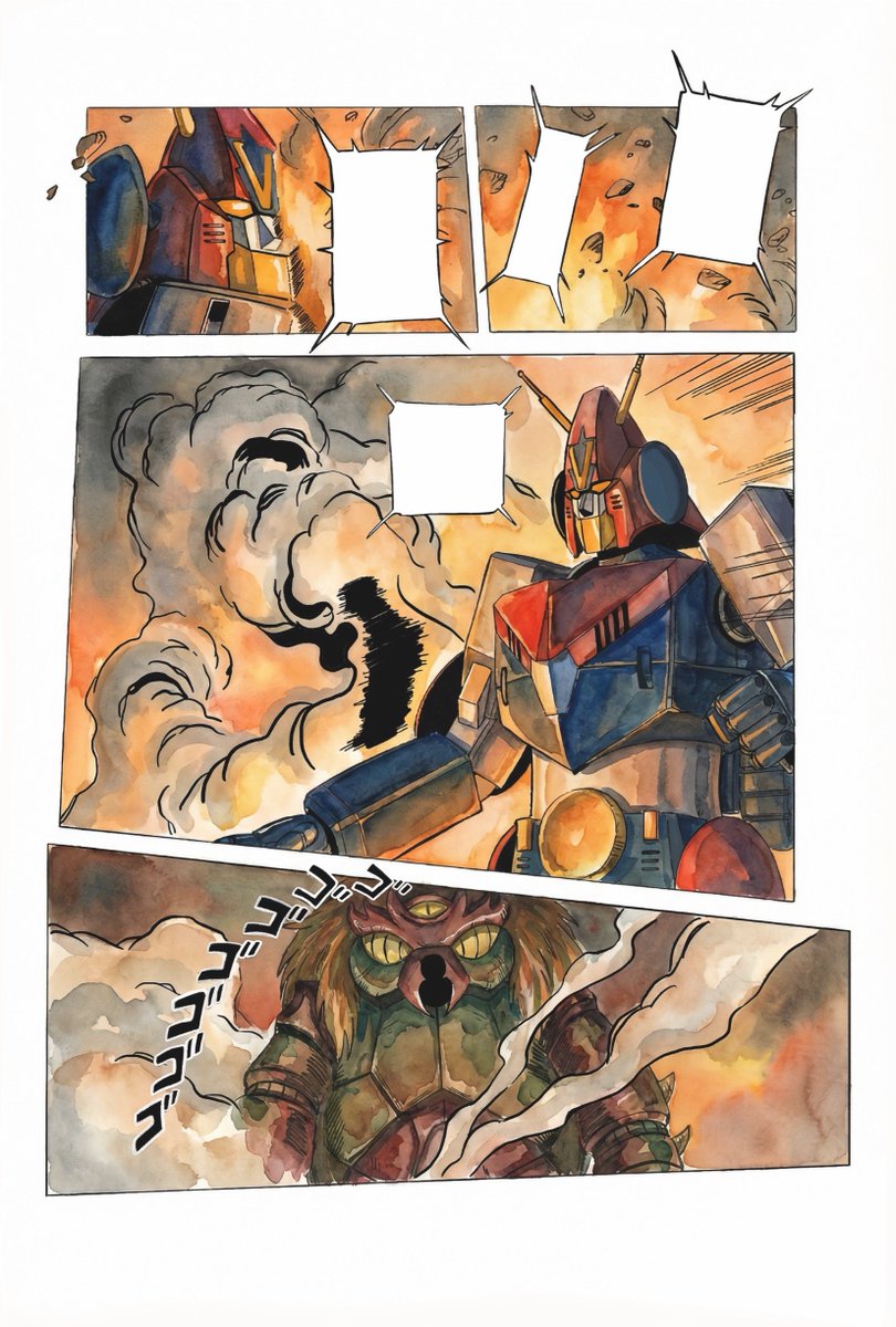 Cumgyattler_V's tweet photo. What if Yoshikazu Yasuhiko adapted "COMBATTLER V" into a manga? https://t.co/FXzxV82c5F