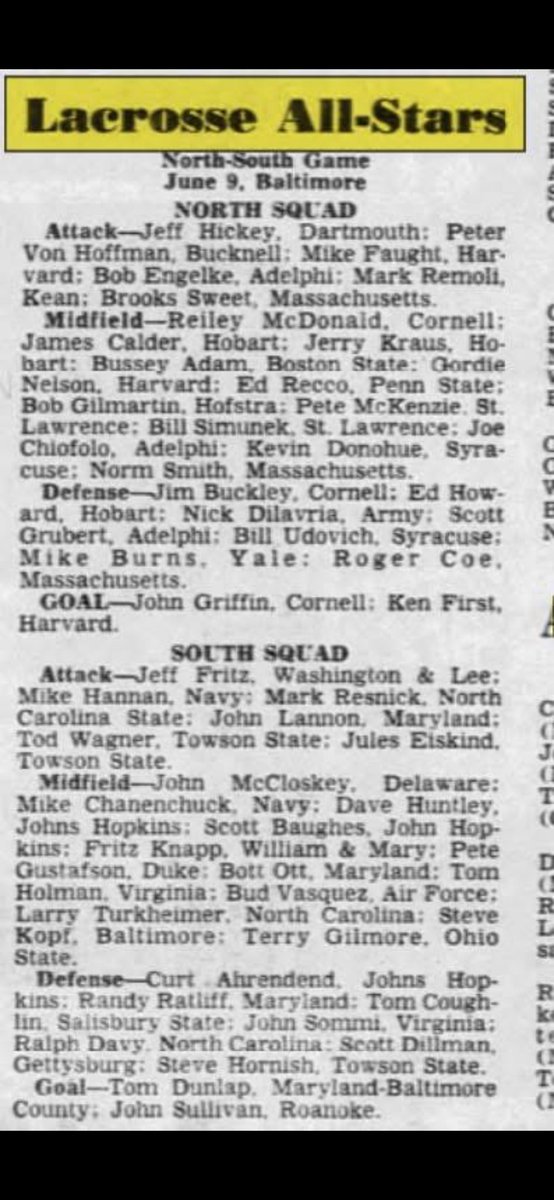 WMMensTribeLax's tweet photo. 1979 North/South game 
Fritz Knapp!!!
c/o https://t.co/d0HJ2lA7Wi