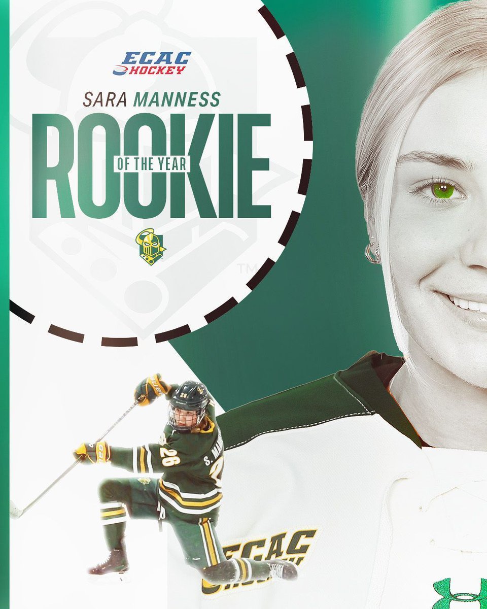 ecachockey's tweet photo. Congratulations to Sara Manness on being the 2025-26 Women’s Rookie of the Year! 

Manness delivered a standout rookie campaign, recording 34 regular season points, leading both the leauge rookies and her team in goals and points! @ClarksonWHockey 

#ECACHockey https://t.co/xuv3DcZiuz