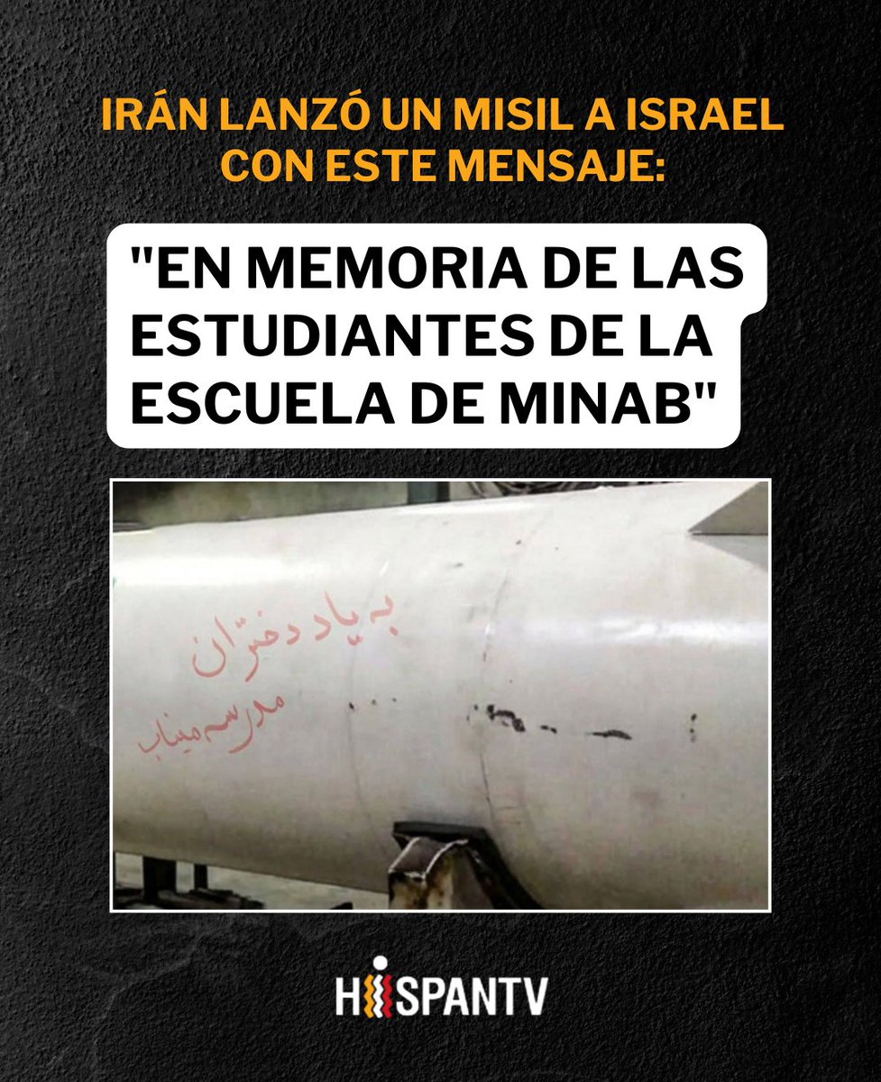 Nexo_Latino's tweet photo. MISIL CONTRA ISRAEL CON MENSAJE en memoria de las niñas iraníes masacradas en la escuela de Minab 

📌 En uno de los recientes misiles lanzados por Irán contra el régimen israelí estaba escrito: “En memoria de las estudiantes de la escuela en Minab”. https://t.co/v9xJ3S1gQC