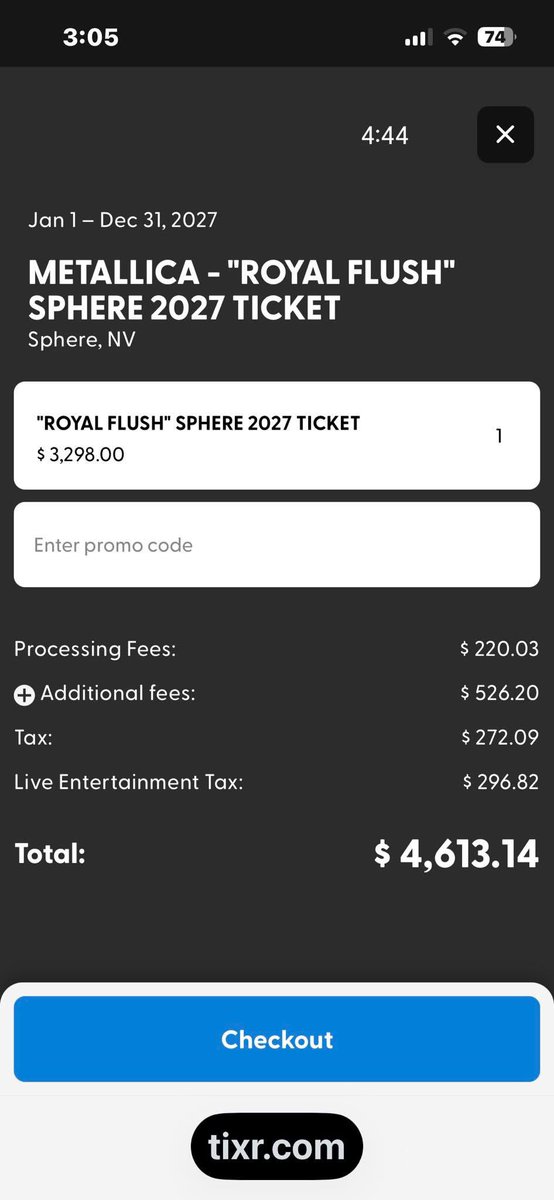 RaiseDale3's tweet photo. @Puddychains @Metallica got this picture off of Facebook wtf are these fees and taxes https://t.co/jrKvJDXe89
