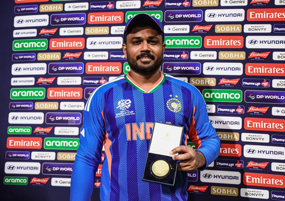 🚨Twice POTM awards for India in T20 WC 🚨

2007 - #Yuvraj Singh.
2012 - #ViratKohli 
2016 - Virat Kohli.
2022 - Virat Kohli.
2022 - #SuryakumarYadav 
2024 - #JaspritBumrah 
2026 - #hardik Pandya.
2026* - #Sanju_samson.......See more