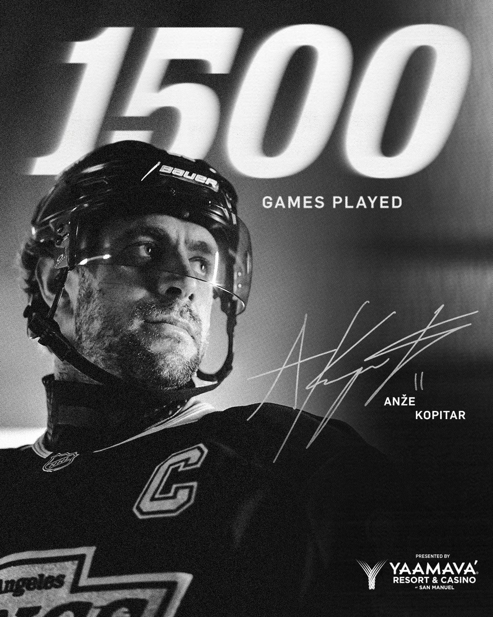 Yet another incredible milestone for the Captain 🫡

Congrats, <a href="/AnzeKopitar/">Anze Kopitar</a> 🖤