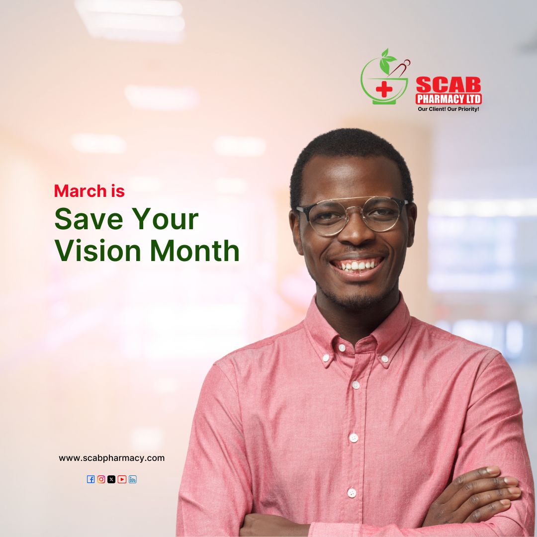 scabpharmacy's tweet image. This Save Your Vision Month, prioritize your eye health—schedule an exam, limit screen time, and protect your sight for a brighter future.
#SaveYourVisionMonth #EyeHealthAfrica #ProtectYourEyes #ScreenTimeAwareness #HealthyVision #EyeCareMatters #VisionCheckup #SCABPharmacy