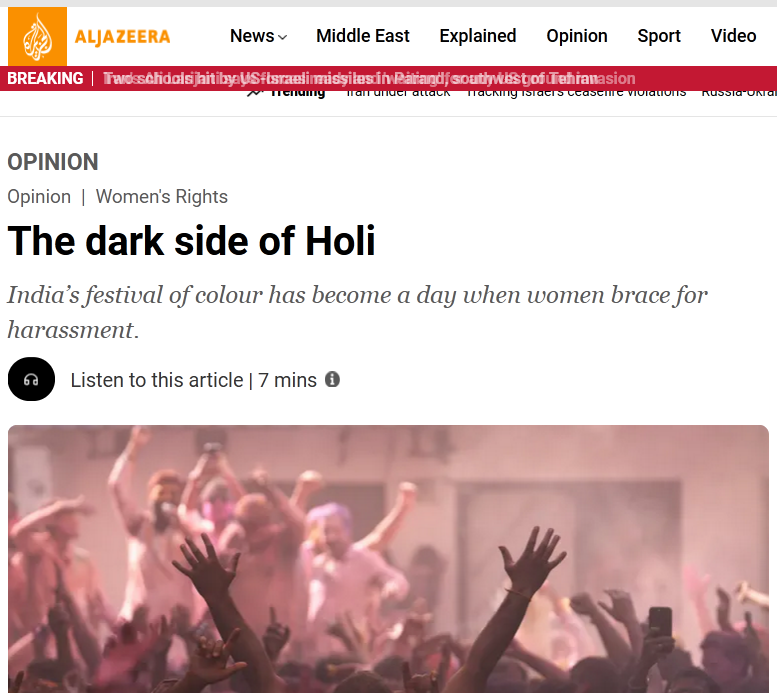CoHNAOfficial's tweet image. Hindus the world over just celebrated #Holi - an ancient indigenous festival that epitomizes joy, exuberance and equality. So of course, Hindu baiters must work overtime to manufacture fear and suspicion against it. 

Enter @VidyaKrishnan known for her persistent #Hinduphobia as