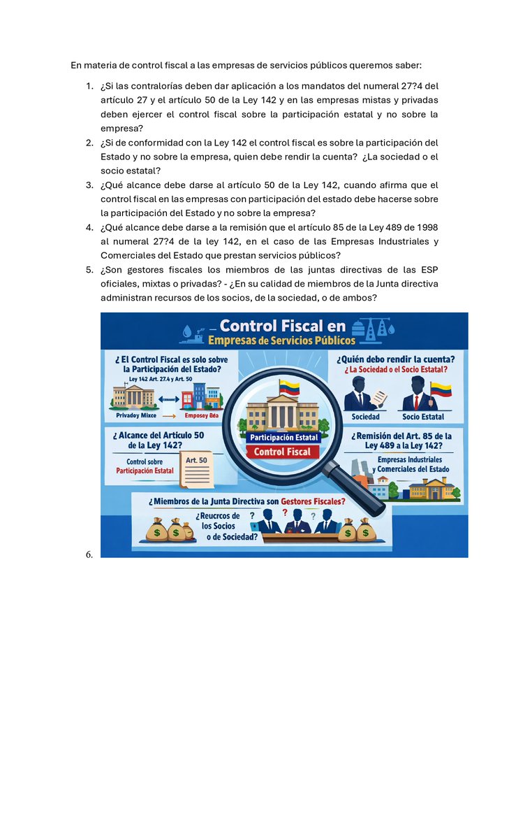 Sobre el control fiscal que se ejerce en las empresas de servicios públicos, queremos saber ...
