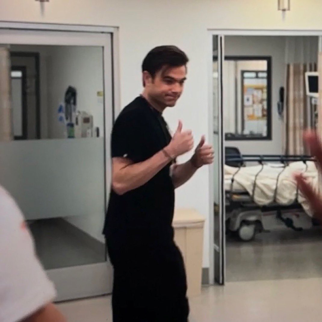 emiliasmoore's tweet image. the patients flirting with langdon vs becca saying mel says a lot of nice things about him. right.