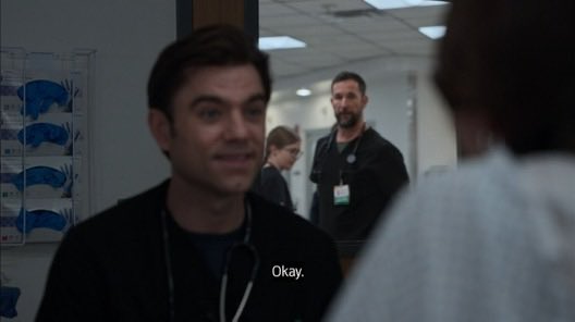 emiliasmoore's tweet image. the patients flirting with langdon vs becca saying mel says a lot of nice things about him. right.