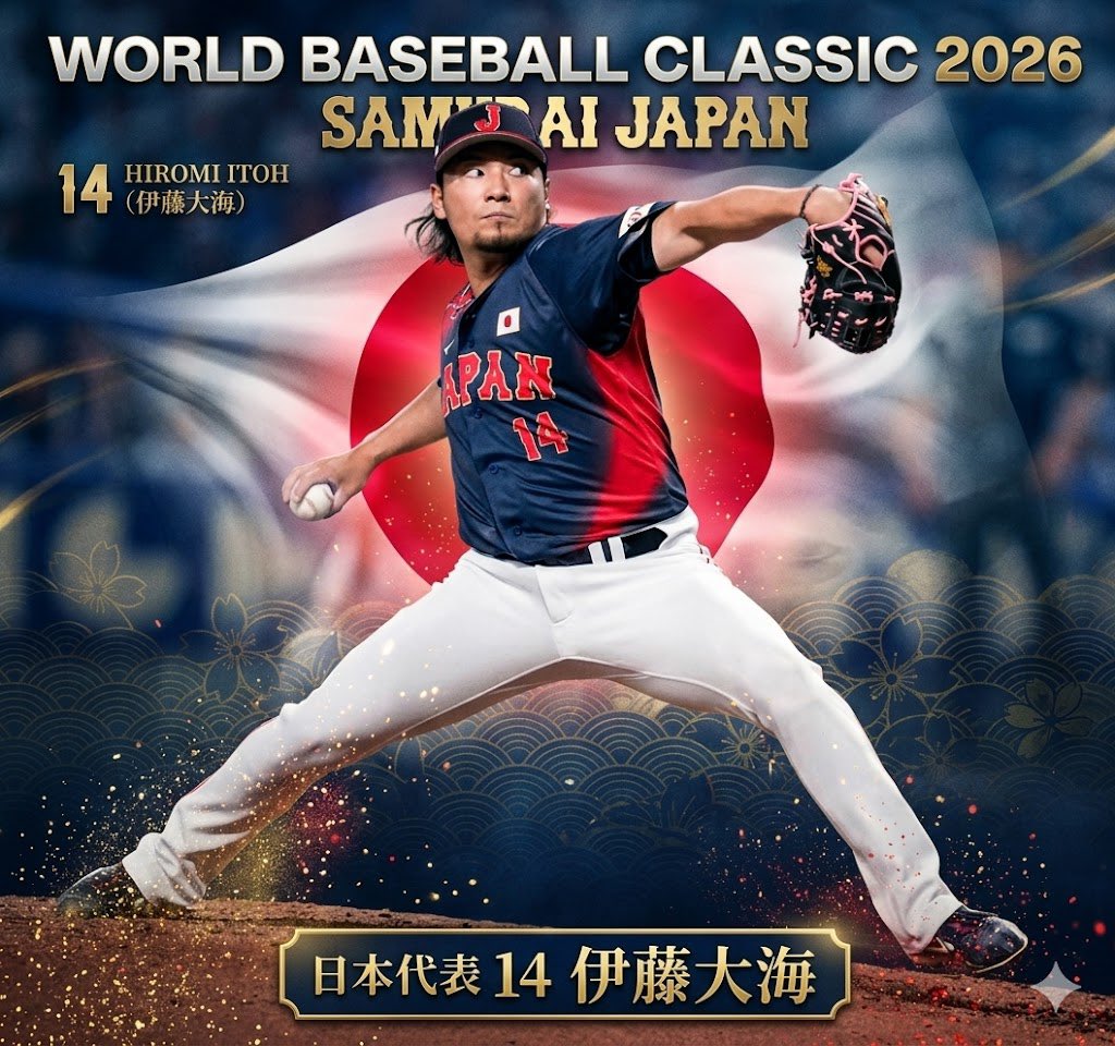 WBC日本代表伊藤大海と北山亘基の壁紙作ってみた #WBC2026 #侍ジャパン