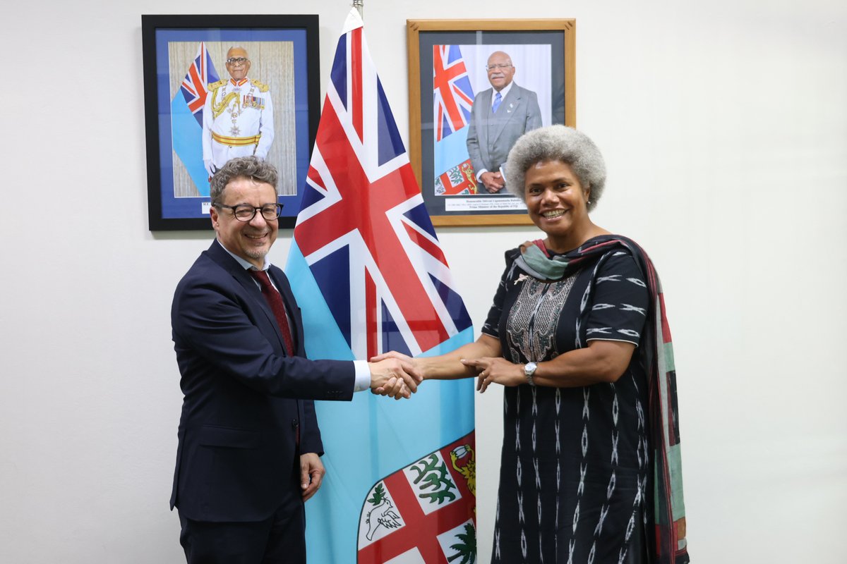 icrc_pacific's tweet photo. The ICRC's Regional Director for Asia and the Pacific, @SaviozR , accompanied by the ICRC Head of Regional Delegation in the Pacific @MRockICRC and Regional Legal Adviser Hannah Crothers, paid a courtesy visit to Fiji’s Assistant Minister for Foreign Affairs, Hon. Lenora Qereqeretabua at the @Fiji_MFAET , in Suva, Fiji, yesterday. 

The visit provided an opportunity to share an update on the #GlobalIHLInitiative. 

Launched in 2024 by the @ICRC and six co-founding states, the Initiative aims to bolster political commitment to IHL, urging compliance to protect civilians and preserve humanity in conflict.