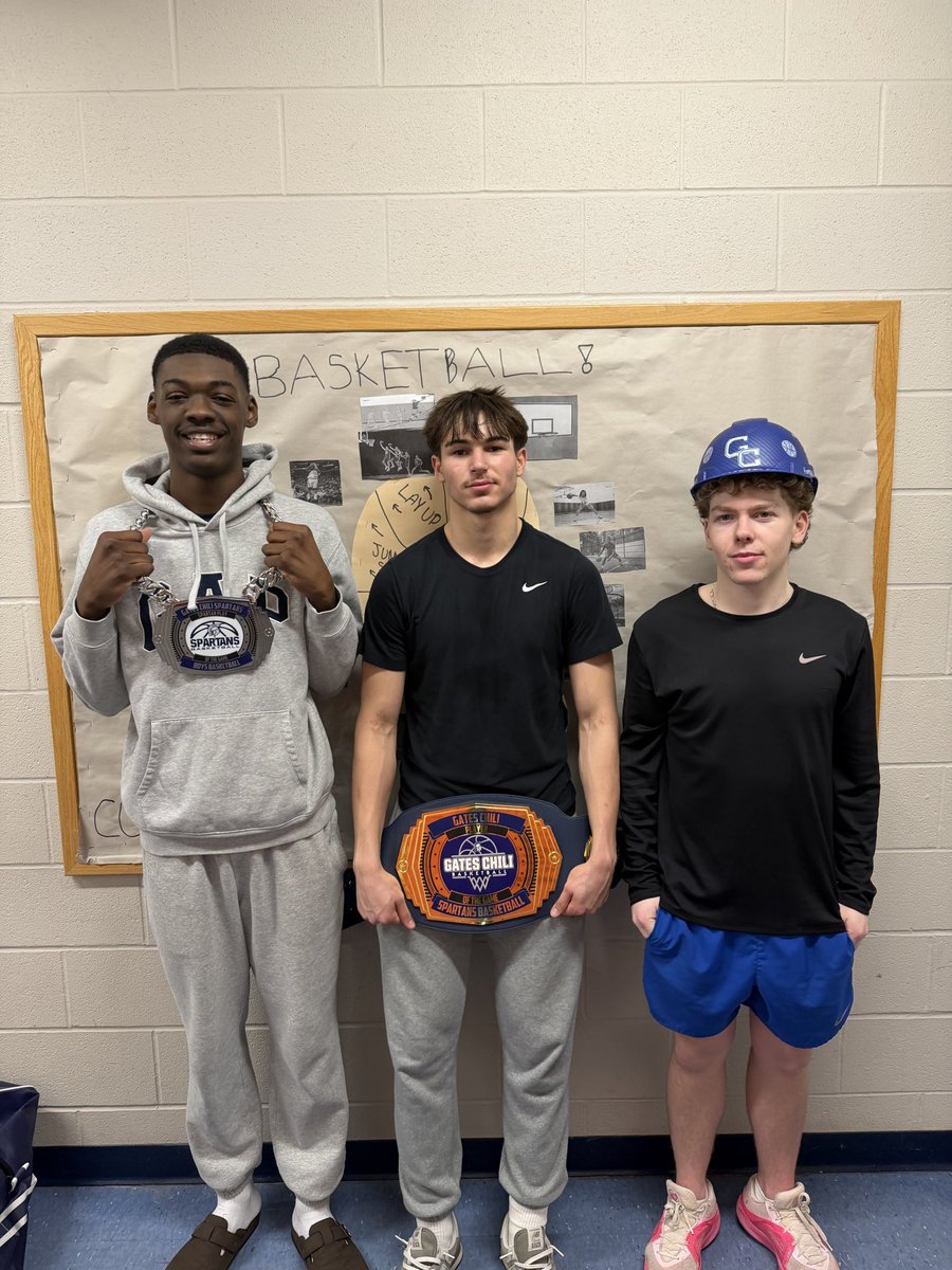 Congratulations to our final GC Varsity award recipients for the 2025-2026 season.  For the sectional semifinal game on March 3rd, 2026.  Hard Hat recipient is Bruce H., Spartan Play of the Game Chain recipient is Tremier L., and Player of the Game is Joey V.  #gcpride #bleedue