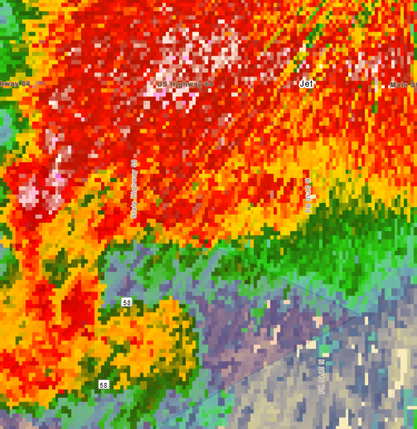 Jet, OK must seek immediate shelter. The storm is on a direct path