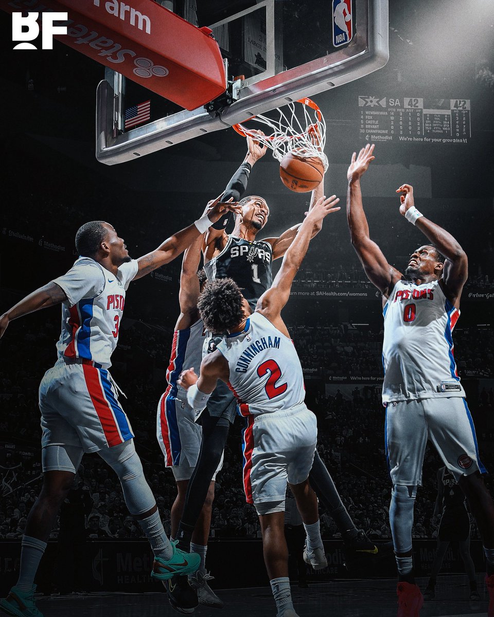 Victor Wembanyama absolutely DOMINATES the Pistons with 38 PTS, 16 REB &amp; 5 BLK 👽

The Spurs have won 13 of their last 14 games 📈