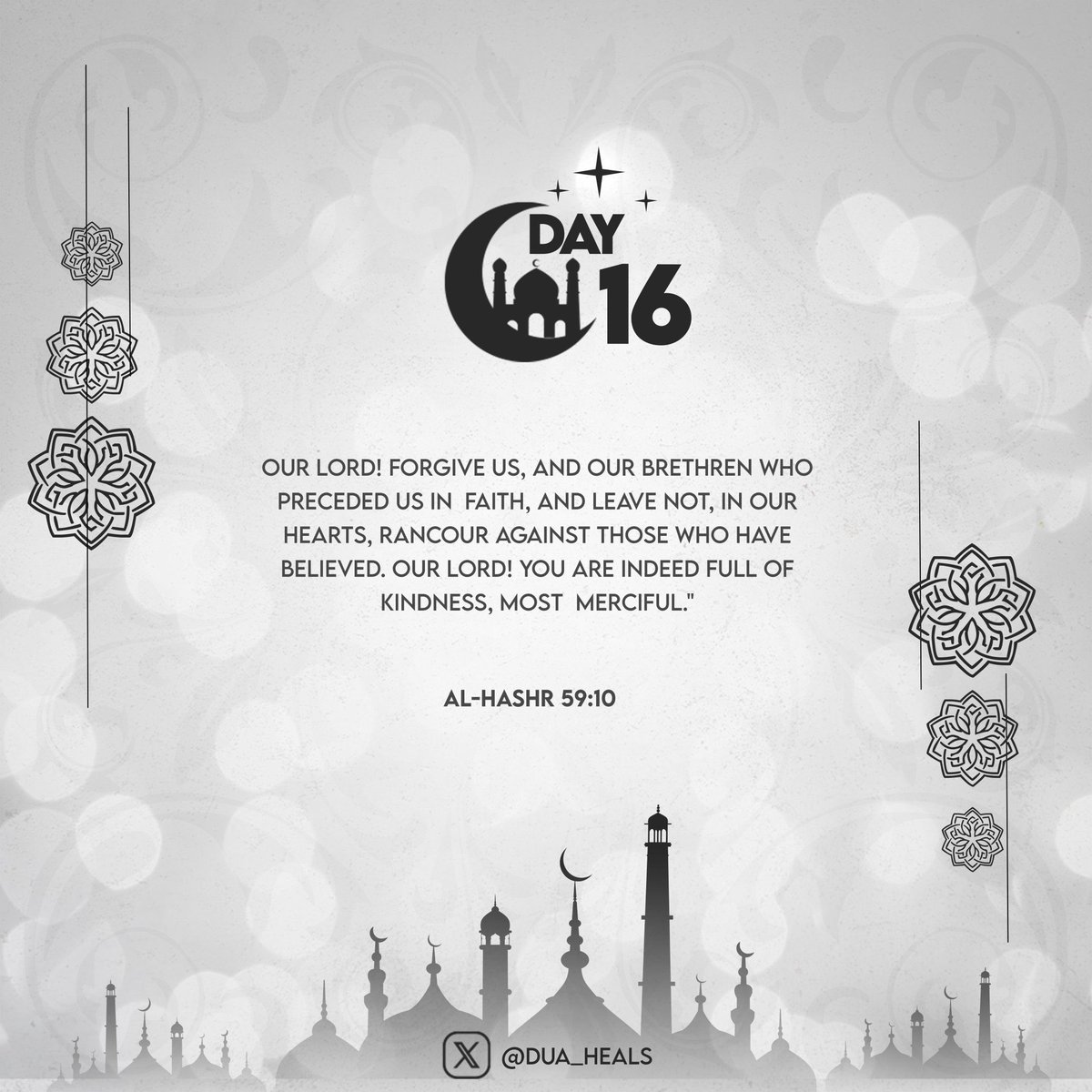Dua_Heals's tweet photo. Day 16 🌙

Our Lord, forgive us and our brothers who came before us in faith.
Remove from our hearts any resentment toward believers.

Ramadan cleans more than your habits.
It cleans your heart.

Let go of grudges.
Choose forgiveness.
Choose peace.

#Day16 #RamadanReflections #AlHashr5910 #Dua #PurifyTheHeart #RamadanJourney #IslamicReminder #Taqwa #RamadanMubarak