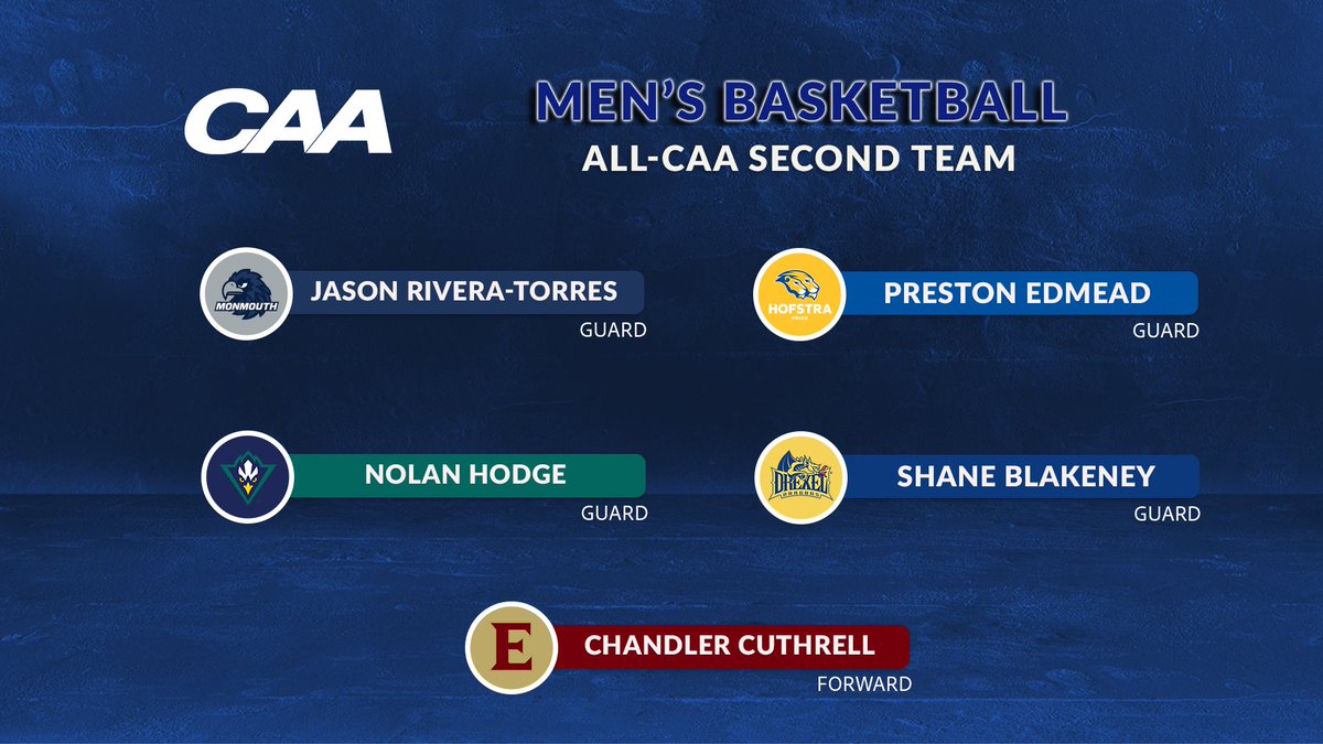 CAABasketball's tweet photo. Shoutout to the members on the Men's #CAAHoops All-CAA Second Team ⬇️

🗞️ | https://t.co/mil4fPE206 https://t.co/LWKZAD6ZVL