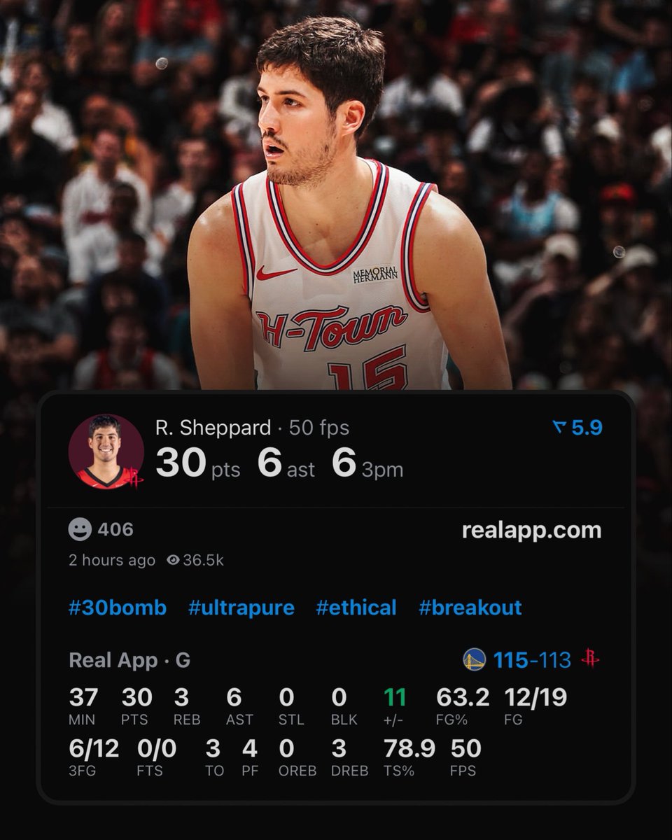 Reed Sheppard is the youngest guard in NBA history to have 30+ PTS &amp; 0 FTA off the bench.