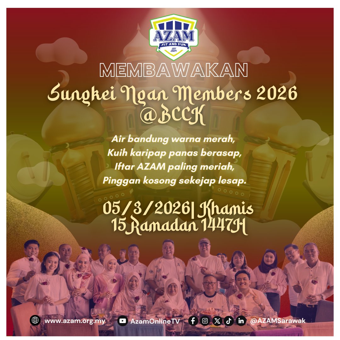 AZAMSarawak's tweet image. Iftar with the AZAM Kelab Bola Sepak squad at BCCK 📷📷
Good food, great company, and stronger bonds this Ramadan.
Grateful for moments like these, sharing laughs, stories, and a table full of good food 📷
#AZAMSarawak #MovementForProgress #AZAMFitandFunClub #JuhSungkei2026 #BCCK