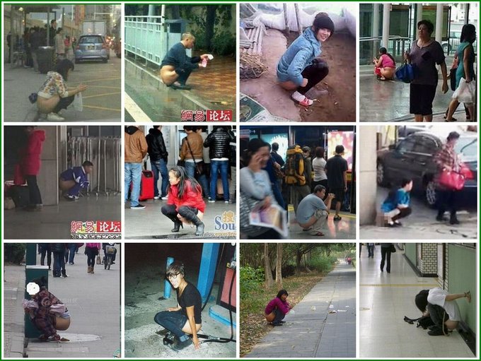 Open defecation is very common in China even on public places.