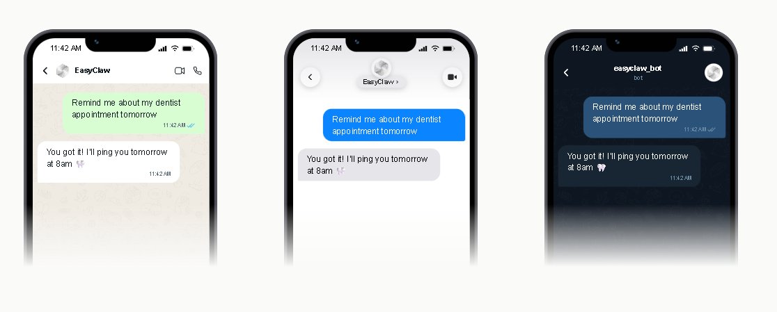 easyclawapp's tweet photo. AI agents are becoming more useful when they are part of everyday conversations. Instead of asking users to visit a website, EasyClaw helps developers deploy agents directly into messaging apps where people already communicate.

The goal is simple: build the agent once and let it run across multiple messaging platforms.