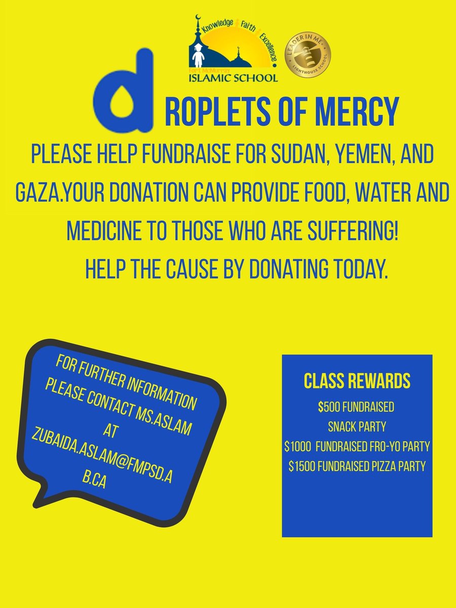FMISonthego's tweet photo. Please consider donating to this worthy cause led by grade 6. @FMPSD @MyMarkaz https://t.co/yv9e9QuCuG