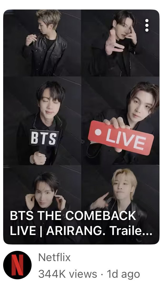 Hello Netflix team, 

We would like you to include V (Taehyung) in the cover of the YouTube short on the official Netflix YouTube channel. BTS is a 7-member group and as this is an important comeback promotion for the group, we hope you add all 7 members without missing out any