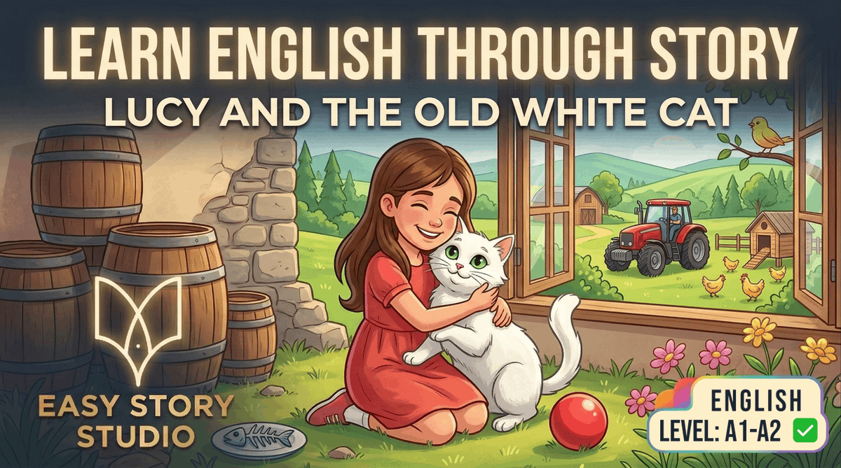easystorystudio's tweet photo. Meet Lucy and her new best friend, Snow! 🐱🚜 Improve your English listening and reading skills with our new easy story, "Lucy and the Old White Cat". Perfect for A1-A2 beginners! 📖✨ 

Watch and practice here 👇 
https://t.co/V74eGW2dzh

#LearnEnglish #EnglishStory #ESL https://t.co/bT3U2QPlFv