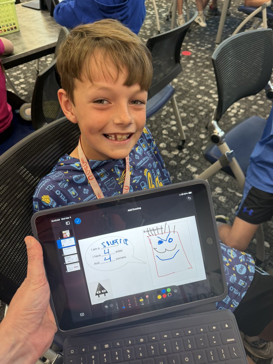 MohawkReads's tweet photo. 2nd grade students continued their author study and had fun reading Triangle by Mac Barnett! After enjoying the story, they used their creativity and technology skills to create their own shapes using Keynote. 🔺💻📚

#mohawkreads #librariesinrisd  #risddreambig #risditeam https://t.co/Hlco1lTwjV