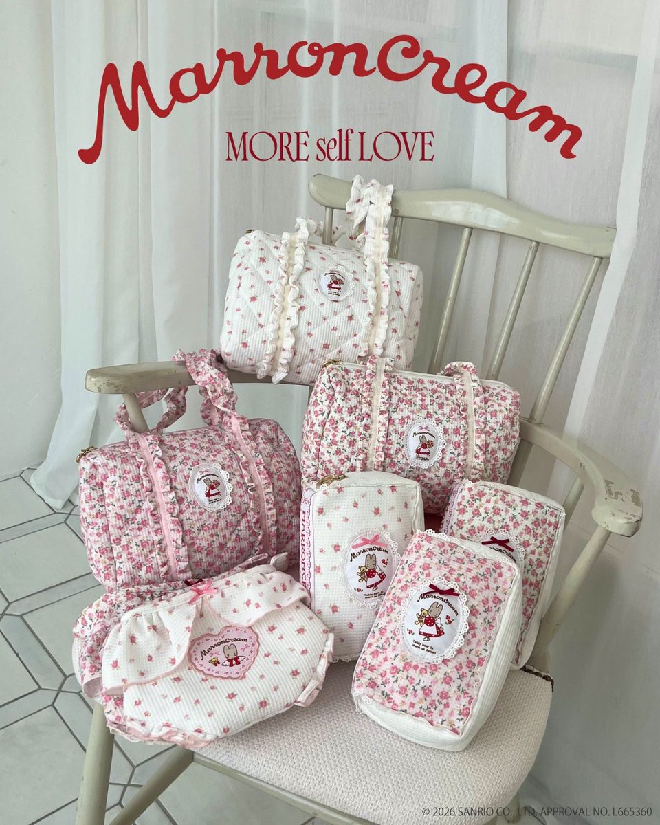 MOREselfLOVEweb's tweet photo. 【マロンクリーム× MORE self LOVE】

かわいいお花柄の生地にリボンやフリル、アップリケを施してとてもラブリーなアイテムが勢揃い♪

懐かしさもありつつ、トレンドもおさえたイイトコどりのスペシャルなCollection♡

2026.3.5(thu)からの新宿ルミネエスト3F POPUPにて先行予約発売が決定！ https://t.co/Od6gLzQyTX