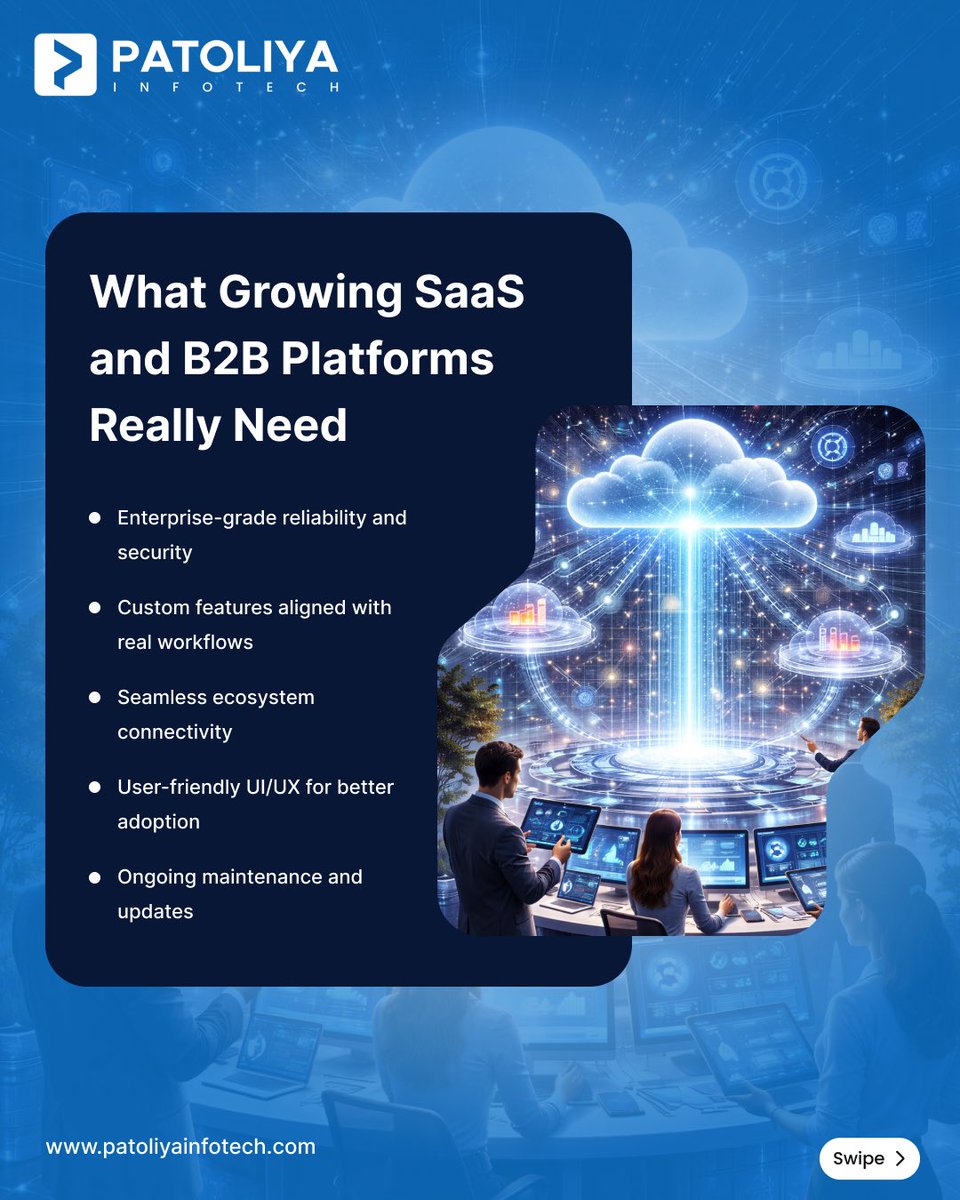 PatoliyaTech's tweet photo. Your SaaS idea isn’t the problem. Your platform foundation might be.
•Build for scale.
•Build for security.
•Build for long-term growth.

https://t.co/bdyGT5KxP6
 #SaaSPlatform #B2B #TechStrategy #SoftwareDevelopment #CloudInfrastructure https://t.co/9plDTjvfxB