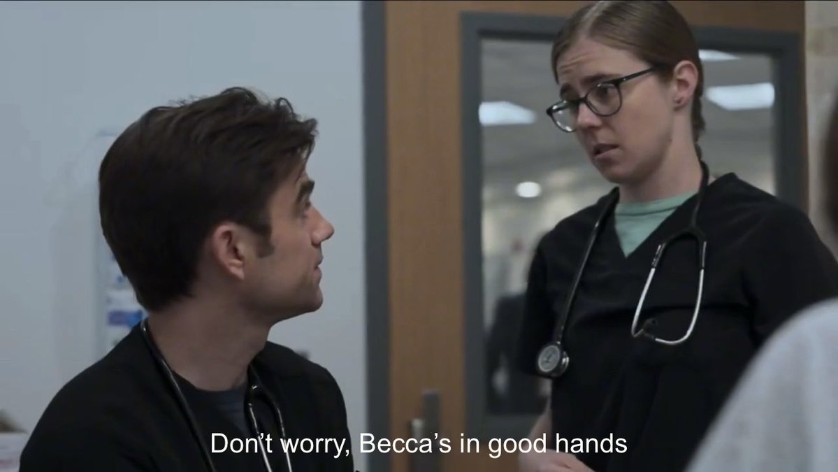 mmithstranger's tweet image. mel saying her frustration manifests itself emotionally, and she occasionally jumps to the worst case scenario. langdon reassuring her that becca’s in good hands and mel trusting him