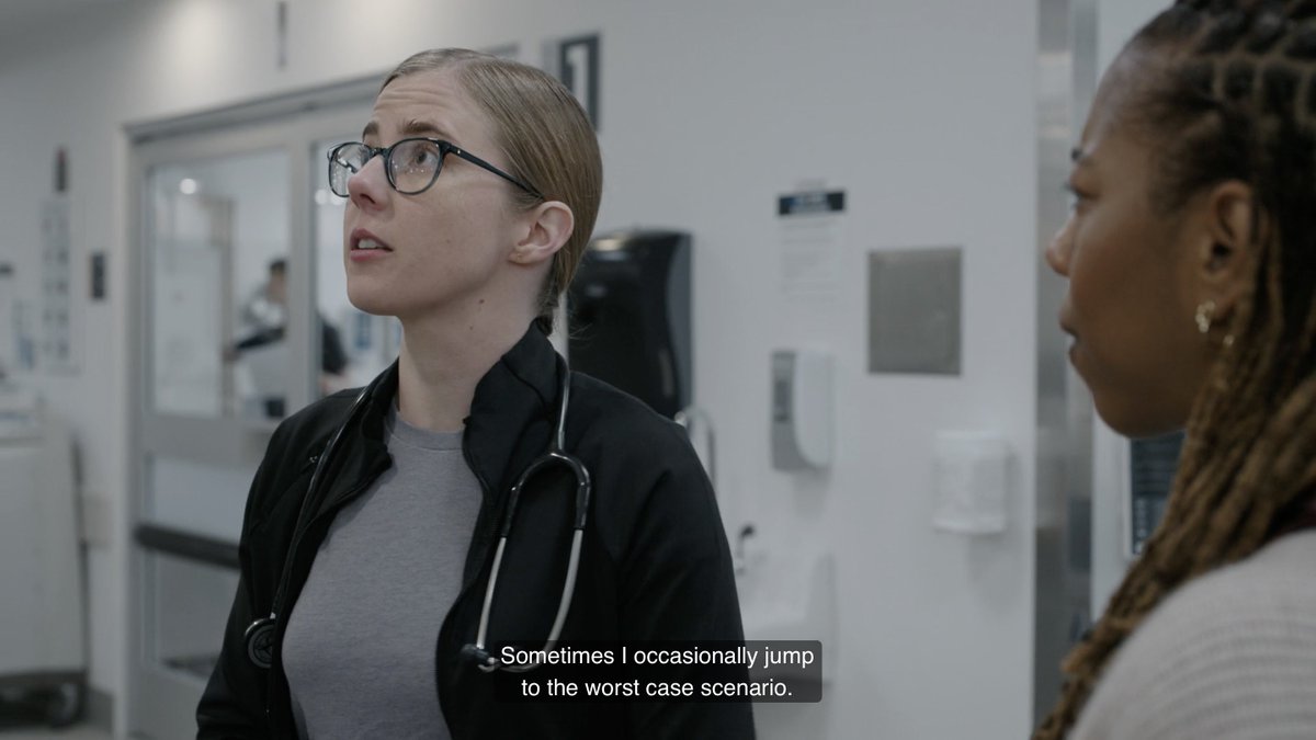 mmithstranger's tweet image. mel saying her frustration manifests itself emotionally, and she occasionally jumps to the worst case scenario. langdon reassuring her that becca’s in good hands and mel trusting him