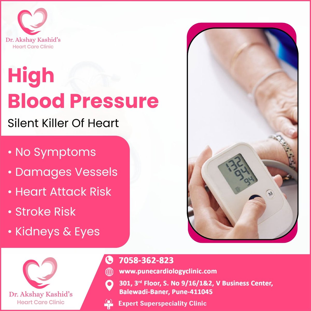 DrAkshayKashid1's tweet image. High blood pressure often shows no symptoms, but it silently damages your heart and blood vessels. Check your BP regularly and stay protected. 
#DrAkshayKashid  #HeartProblems #HeartFailureAwareness #HealthyLifestyle #HealthcareTips #HealthMatters #StayHealthy