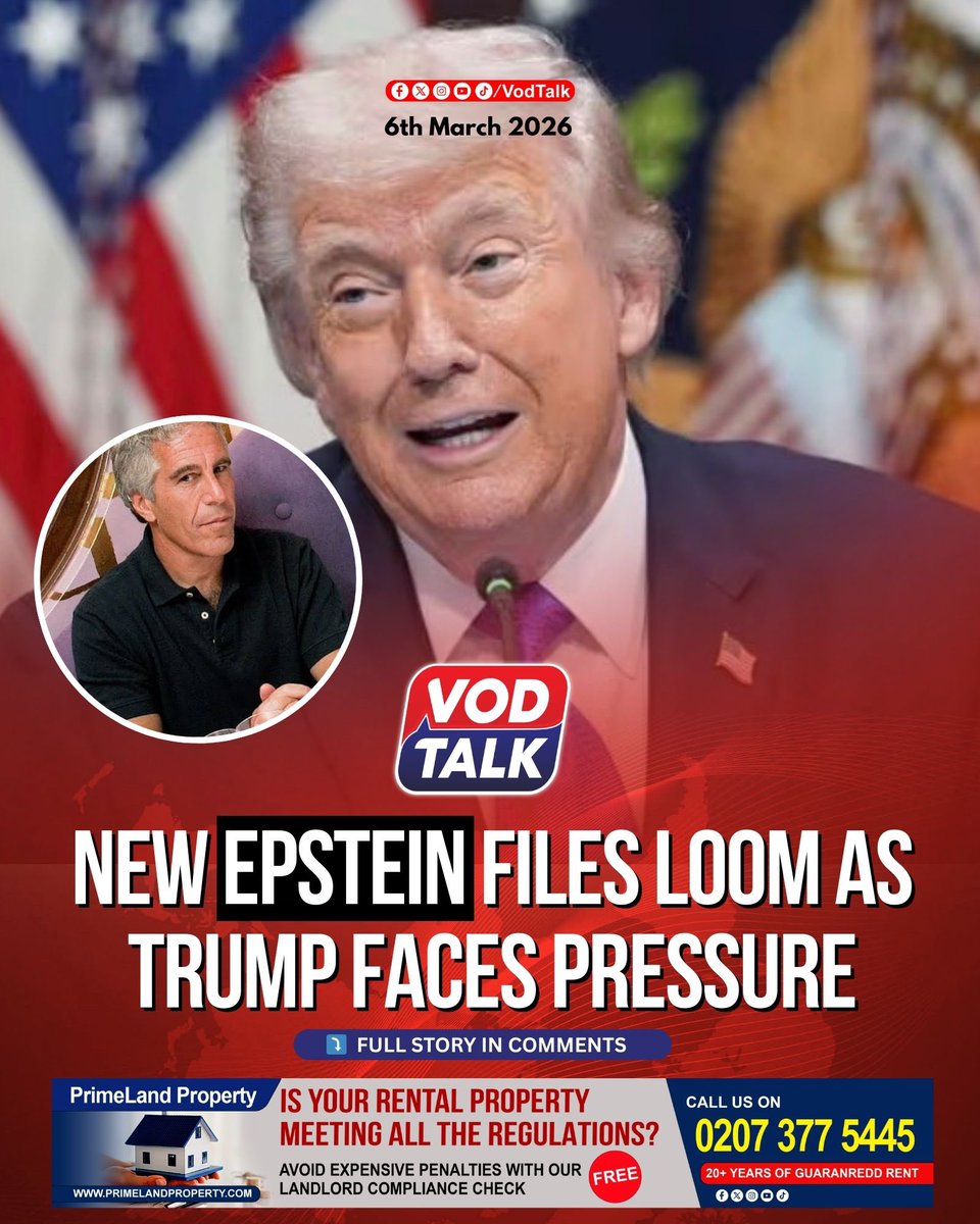 VodTalk's tweet photo. US President Donald Trump is facing renewed political pressure as the US Department of Justice prepares to release another batch of documents related to the Jeffrey Epstein investigation. https://t.co/5mkqbQIQ2m