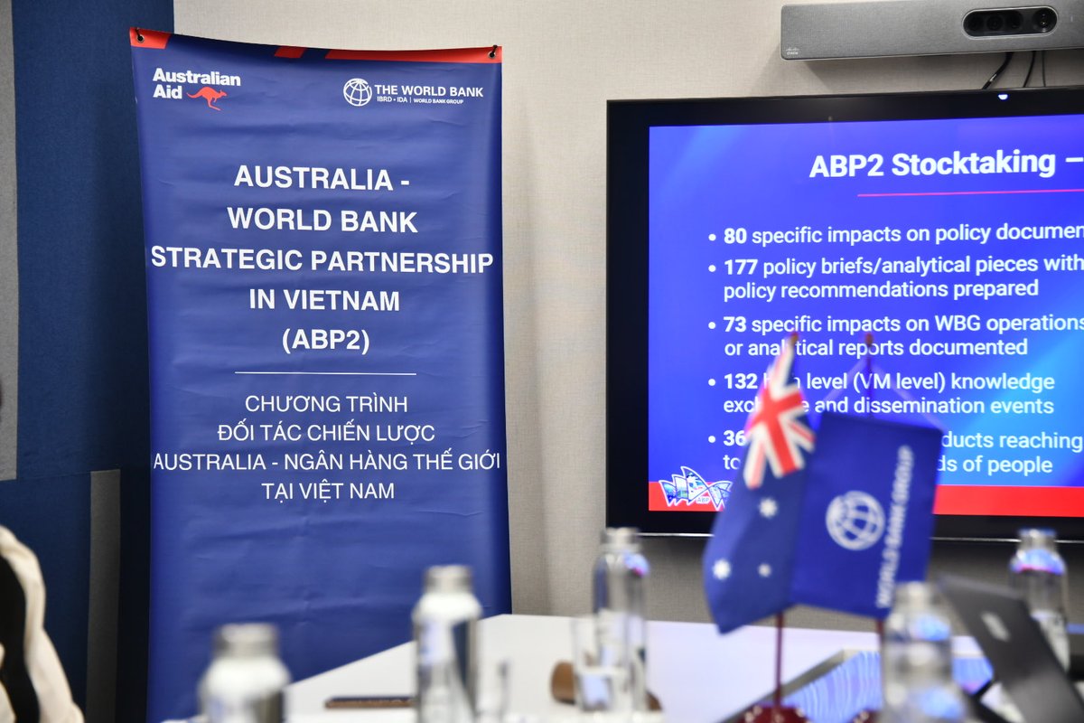 AusAmbVN's tweet image. Great to see 🇦🇺 Australia’s 9 year partnership with the #WorldBank (ABP2) helping drive 🇻🇳 Vietnam’s impressive development. Looking forward to a new phase of cooperation to advance sustainable growth and shared prosperity.