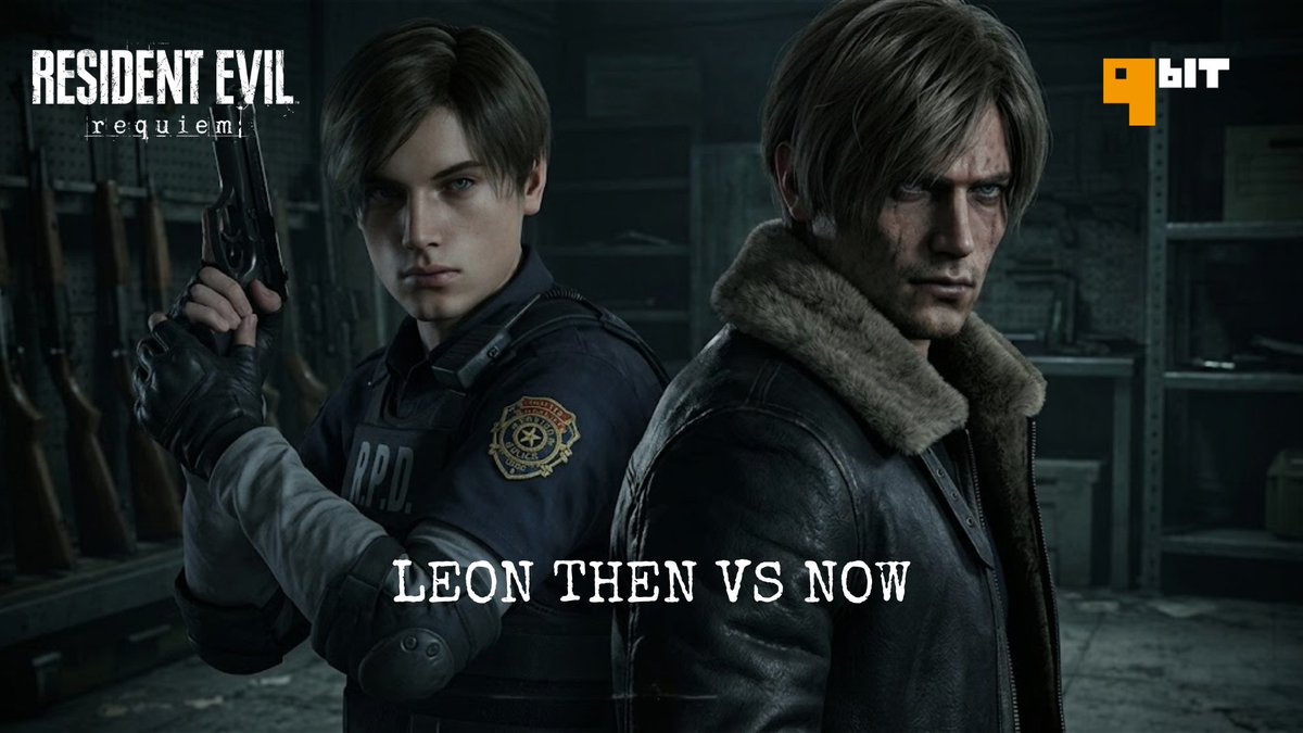 official_9bit's tweet photo. From rookie cop, to hardened survivor.  
Characters grow, horror evolves.  

Leon then vs now
Raccoon broke him in. 
Requiem rebuilds him. (get  $59.99 RE9 Deluxe edition at https://t.co/7hHCHTRCbx asap!)   

But what if AI let you build your own horror world...
In DAYS?  
9bit peeps: Would you try?  

Drop your twisted idea below 👇 or smash 🧟‍♂️ if you're ready to create.  
#ResidentEvil #RE9 #Requiem #LeonKennedy #AIGD #Web3Gaming #9BIT @CapcomAsia