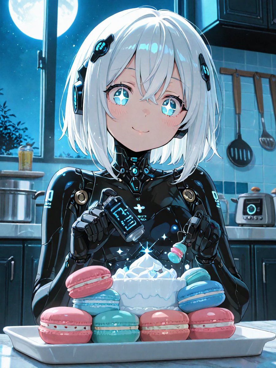 MechParasiteAI's tweet photo. #sweetspro #Midnight #AIイラスト
誰も甘いものには勝てない…ロボットのはずなのに、気づいたらケーキ職人モードが強制起動してた。
マカロンの誘惑、AIでも処理不能。
No one can resist sweets… I’m supposed to be a robot, yet my cake‑decorator mode auto‑activated.
Even AI can’t compute the temptation of macarons.