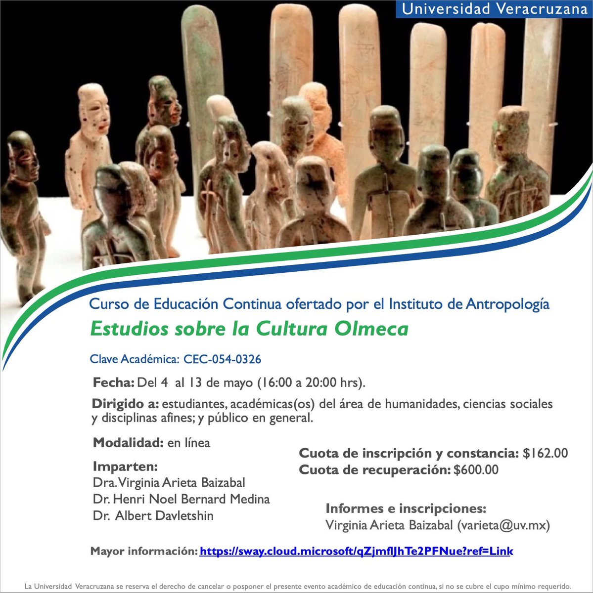¡Atención! Llega la 5ª edición del curso en línea “Estudios sobre la cultura olmeca”.

Un espacio para conocer investigaciones recientes sobre esta sociedad clave de Mesoamérica.

Detalles e inscripción:
sway.cloud.microsoft/qZjmflJhTe2PFN…

#Olmecas #Arqueología #Mesoamérica