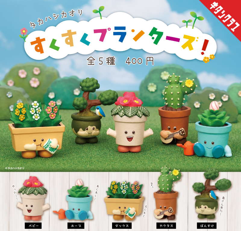 ＼📢発売情報／

お部屋に小さな彩りを🌼

鮮やかでキュートな鉢植えたちのフィギュアが登場！

個性的な仲間たちが日常を楽しくしてくれます🎶
きょろっとした瞳が愛らしい💗

【タカハシカオリ #すくすくプランターズ！】は3/19(木)より全国のカプセルトイ売場で順次発売！
kitan.jp/products/sukus…