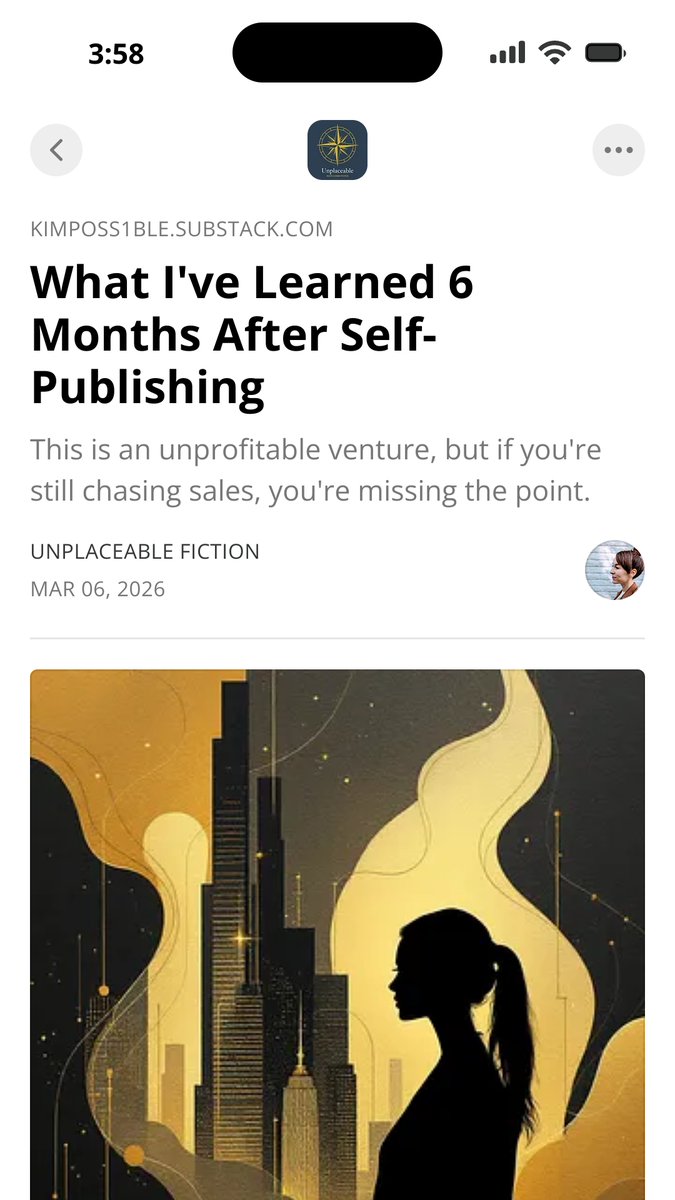 Kimposs1b1e's tweet image. What I've Learned 6 Months After #SelfPublishing:
1. A capitalist economy values different things than the artist's economy
2. Your value as an artist is to harness ideas and put them out to the world
3. Don't quit

#lessonslearned #WritingCommunity #Tips 
open.substack.com/pub/kimposs1bl…