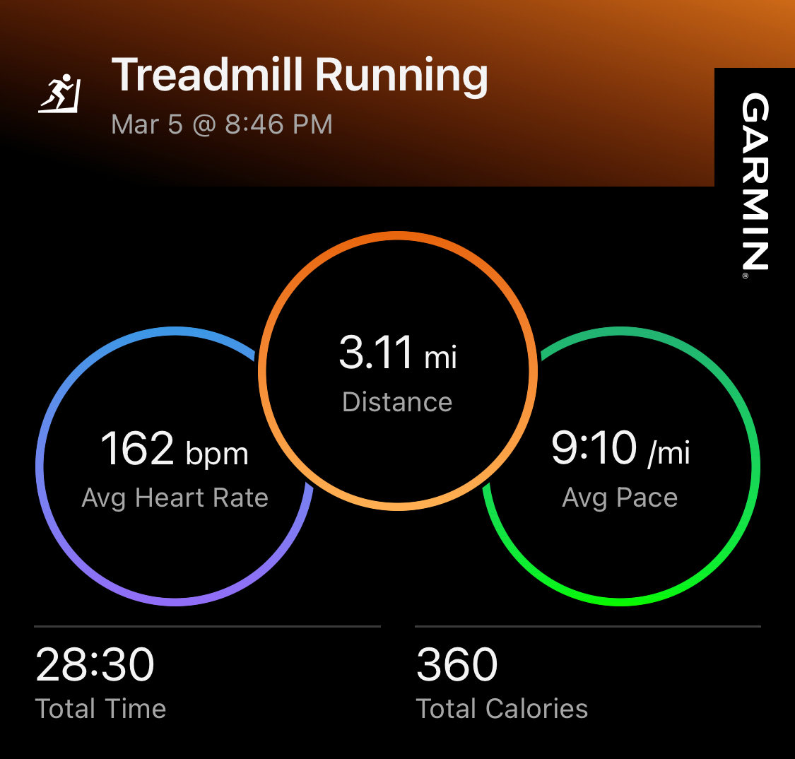 1everydayrunner's tweet photo. Late getting on the treadmill this evening but getting it done one way or another. Felt great. https://t.co/QfordFTah3