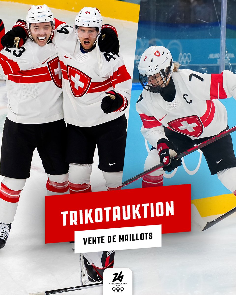 Nur noch bis am Sonntag um 22:00 Uhr! Sichert euch ein Original-Trikot unserer Nationalteams von den Olympischen Spielen! 👕

Seulement jusqu’au dimanche à 22h00! Procurez-vous un maillot officiel de nos équipes nationales aux Jeux Olympiques! 🫵🏼

👉🏼 sihf.ch/fanzone