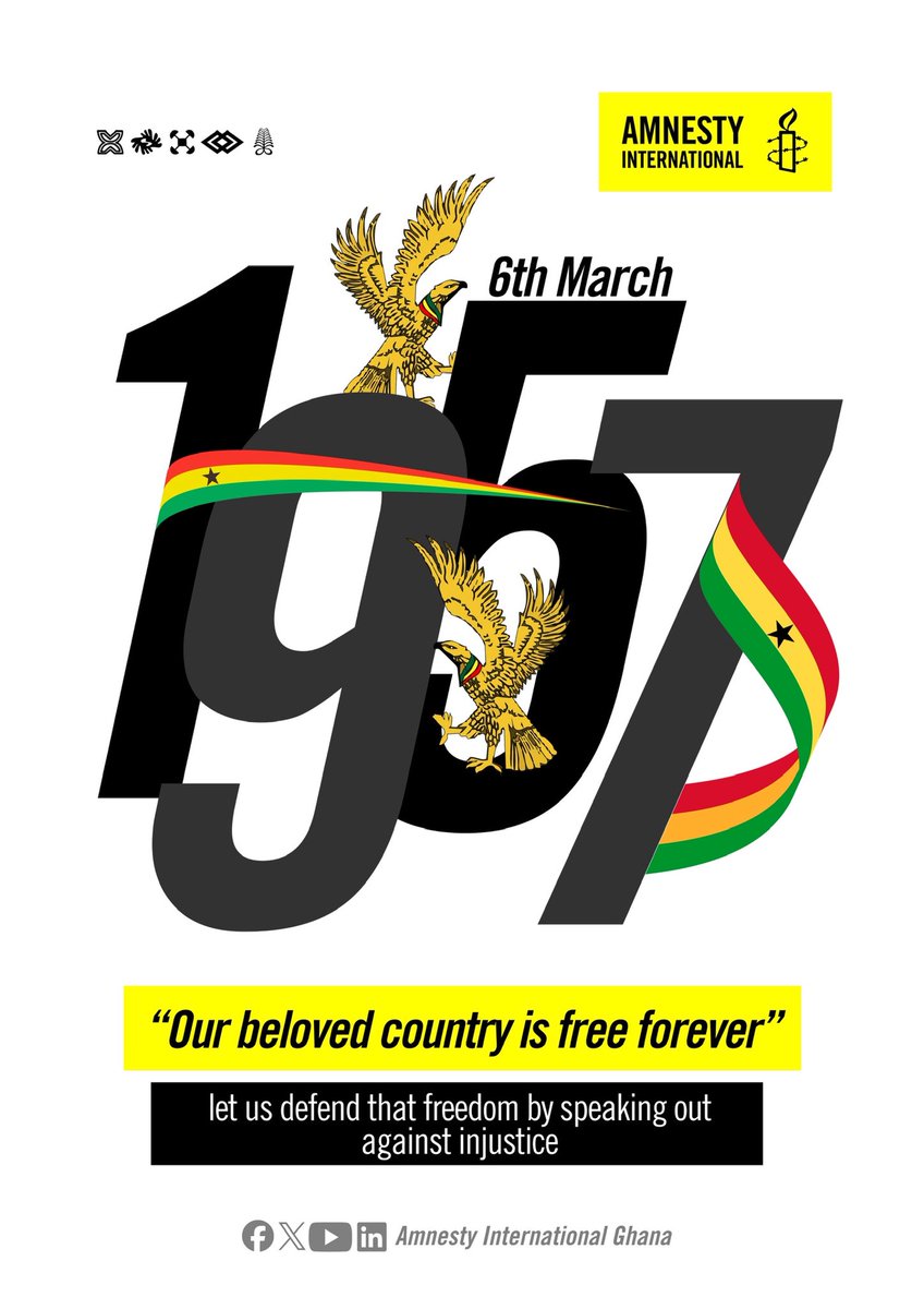 amnestyghana's tweet photo. Happy Independence Day!🇬🇭

#amnestyghana 
#IndependenceDay https://t.co/sDtRWGVNyX