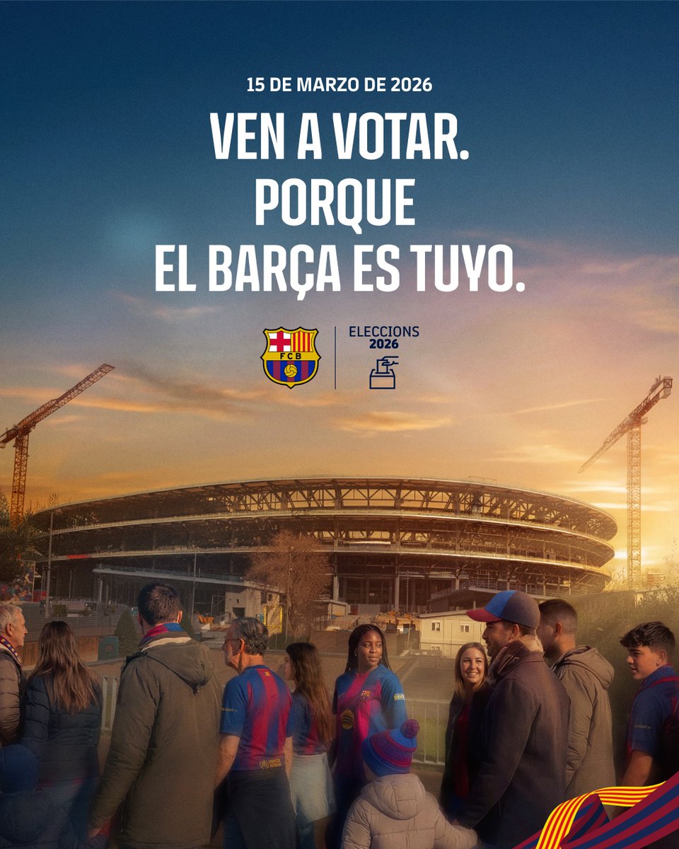 Socios y socias, el próximo 15 de marzo os animamos a venir a votar para decidir el presente y el futuro del Barça. ¡Porque tú eres el propietario del Club! 🗳️💙❤️