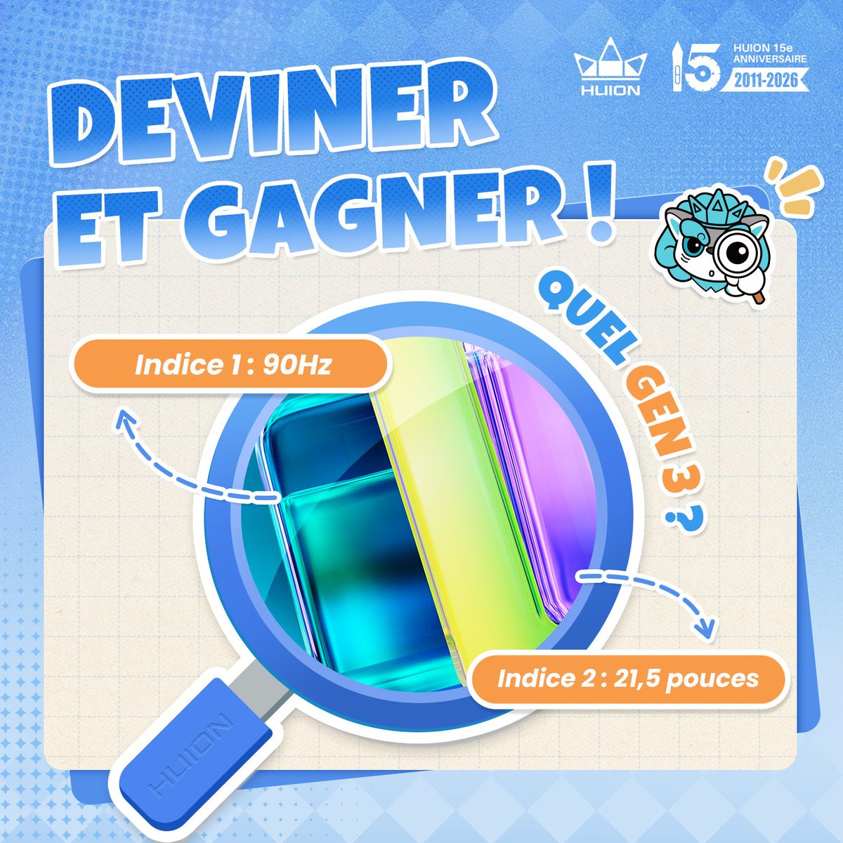 huiontablette's tweet photo. #concours 🎉Le 12 mars, Huion fête ses 15 ans ! Avant cet anniversaire, Huion avait déjà présenté la famille Gen 3 : Chaque image correspond à un écran graphique Gen 3 grand format ; sauras-tu deviner leurs noms ?  (Les réponses se trouvent dans ma bio !)

Pour gagner la tablette Inspiroy H580X : 
1.  Suivre @huiontablette et RT ce post
2. Commenter ta réponse
