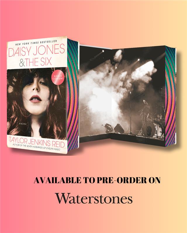 Waterstones's tweet photo. Celebrate Daisy Jones and The Six this autumn with a new deluxe edition featuring stencilled edges, designed endpapers, foiled jacket, printed boards, extended ending and other bonus content. Get transported back to hedonistic '70s L.A. once again: https://t.co/F0tuV6mlKK https://t.co/cgzo3A2Oww