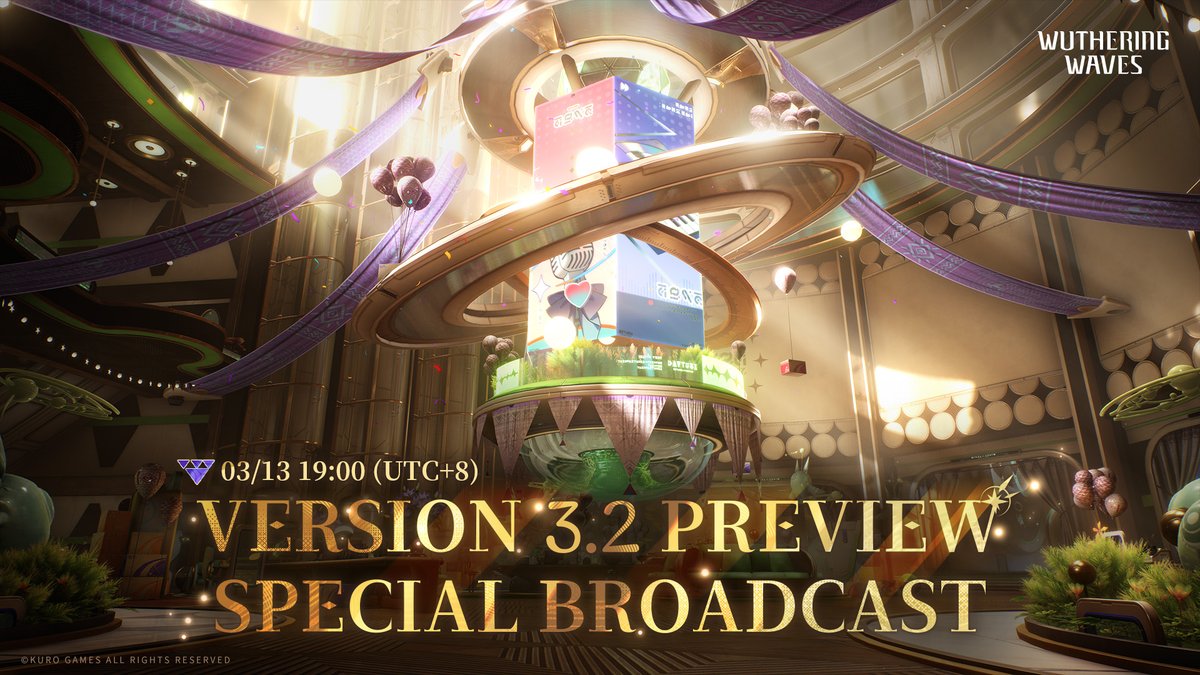 Wuthering Waves Version 3.2 Preview Special Broadcast is scheduled to air on March 13, 2026, at 19:00 (UTC+8).

YouTube: youtube.com/live/UtaoN_rFt…
Twitch: twitch.tv/wuthering_waves

You can watch it live on Wuthering Waves' official livestream channels. Remember to tune in for the