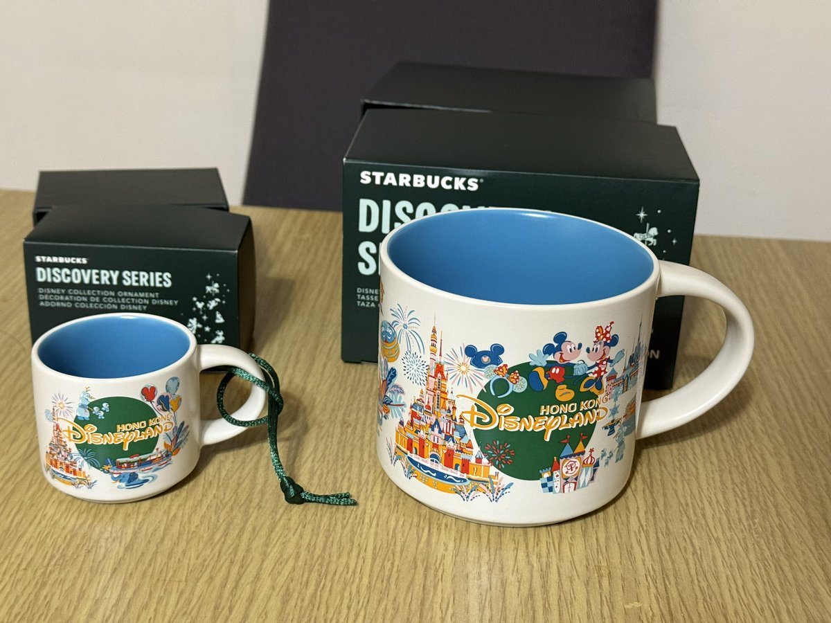 新作　香港ディズニーランド マグカップ　Starbucks 香港ディズニーランド内にあるスタバの新作マグカップ（大と小）です