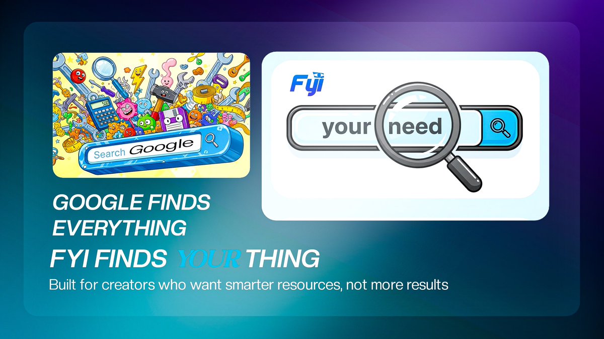 Iam_FYP's tweet photo. FYI serves you better 🎉

You know Google gives you everything but FYI gives what matters to you as a creator…

A sustainable smart resource finder built for creators who want better tools,proven strategies, niche specific guidance 🤝 https://t.co/iQ8P5HRkfG