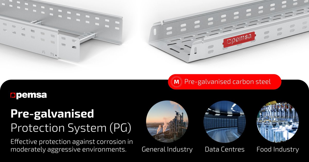 PemsaUK's tweet photo. Pre-galvanised (PG) Protection System

Designed for moderately aggressive environments (C3 – ISO 9223), PG ensures effective corrosion protection and long-lasting performance.

Ideal for industrial facilities, data centres and mild outdoor areas.

#ProtectionSystems https://t.co/ycmWzWukz4